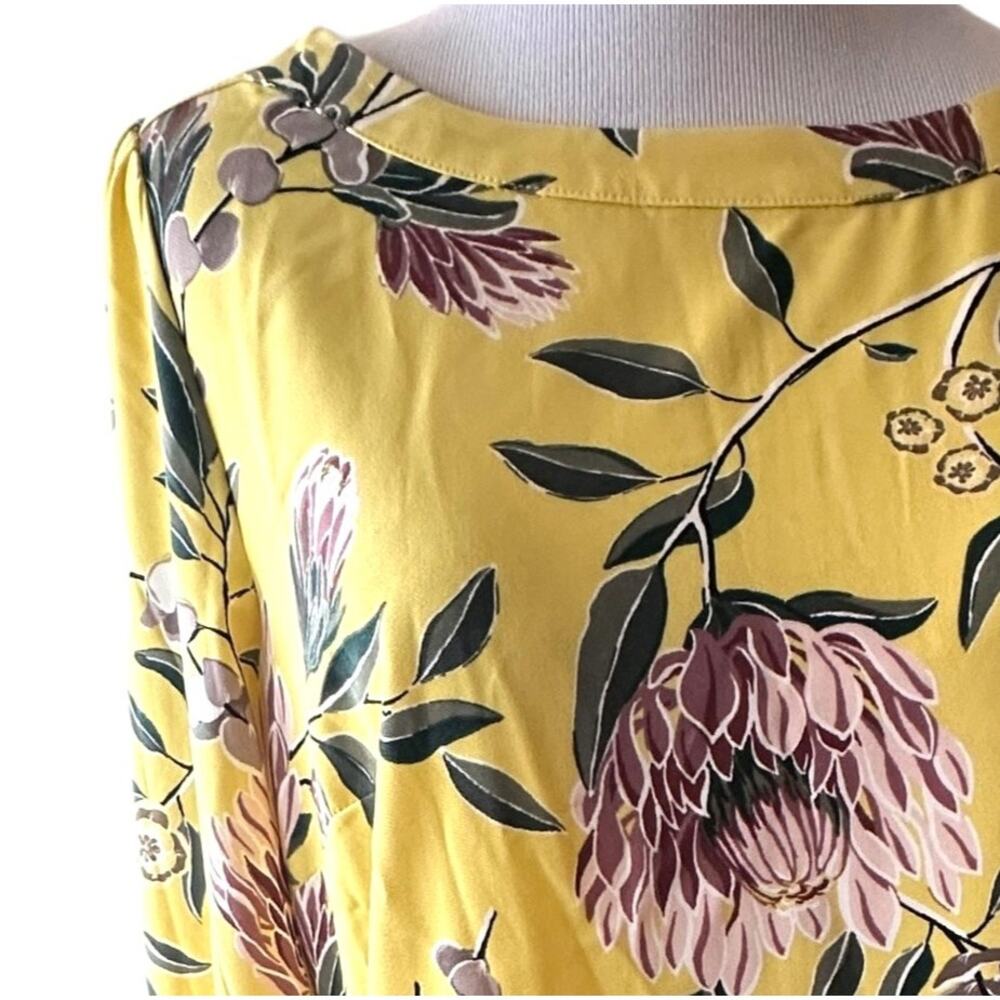 LOFT NEW Floral Dress Womens Size 4 Petite Yellow Bateau Neck Shift Career - Picture 3 of 11